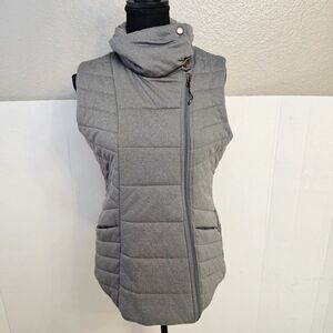 Calia By Carrie Asymmetrical Quilted Gray Puffer Vest Sz Small Athleisure Q0321